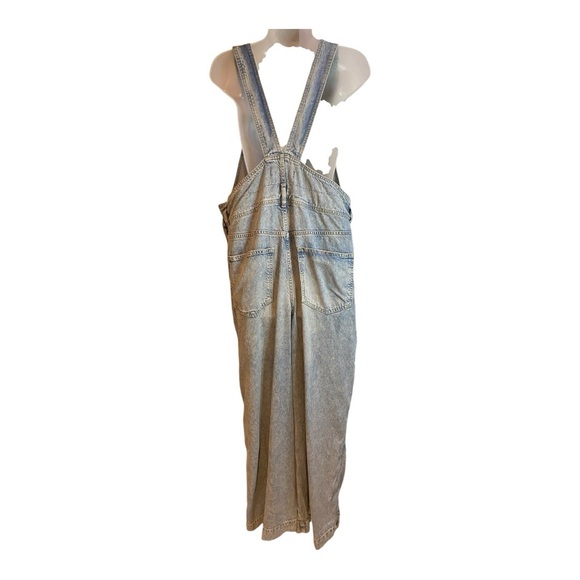 NWT We The Free Denim Overalls Size Small Blue Wide Leg Distressed Lyocell - Picture 3 of 13